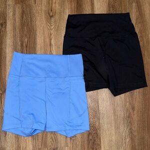 Women's Black and Blue 5” Biker Shorts